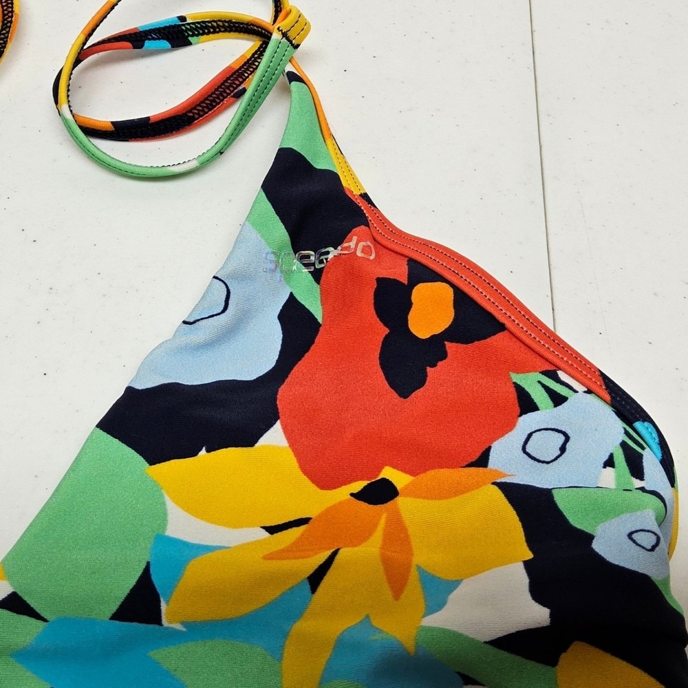 Speedo Bikini Top Women Small Multicolor Floral Halter Swim Suit 7734295
